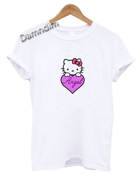 Hello Kitty Angel Love Funny Graphic Tees - damndim.com