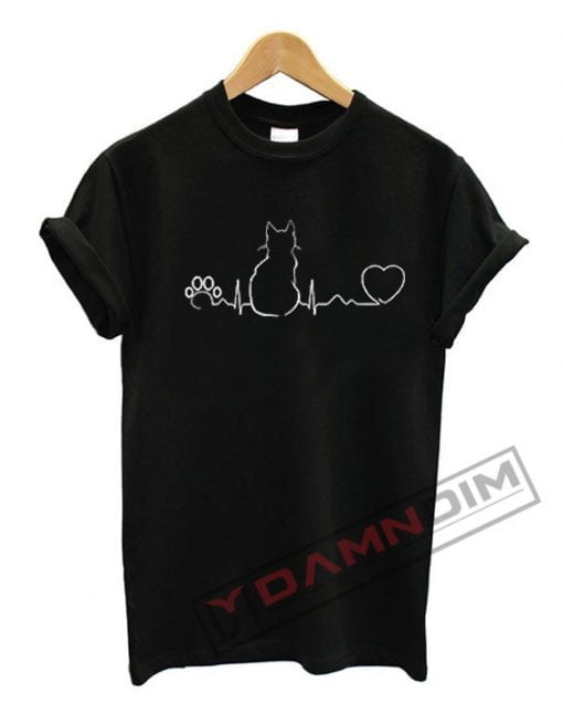 Cat Pulse Crewneck Small Animal Veterinarian T Shirt